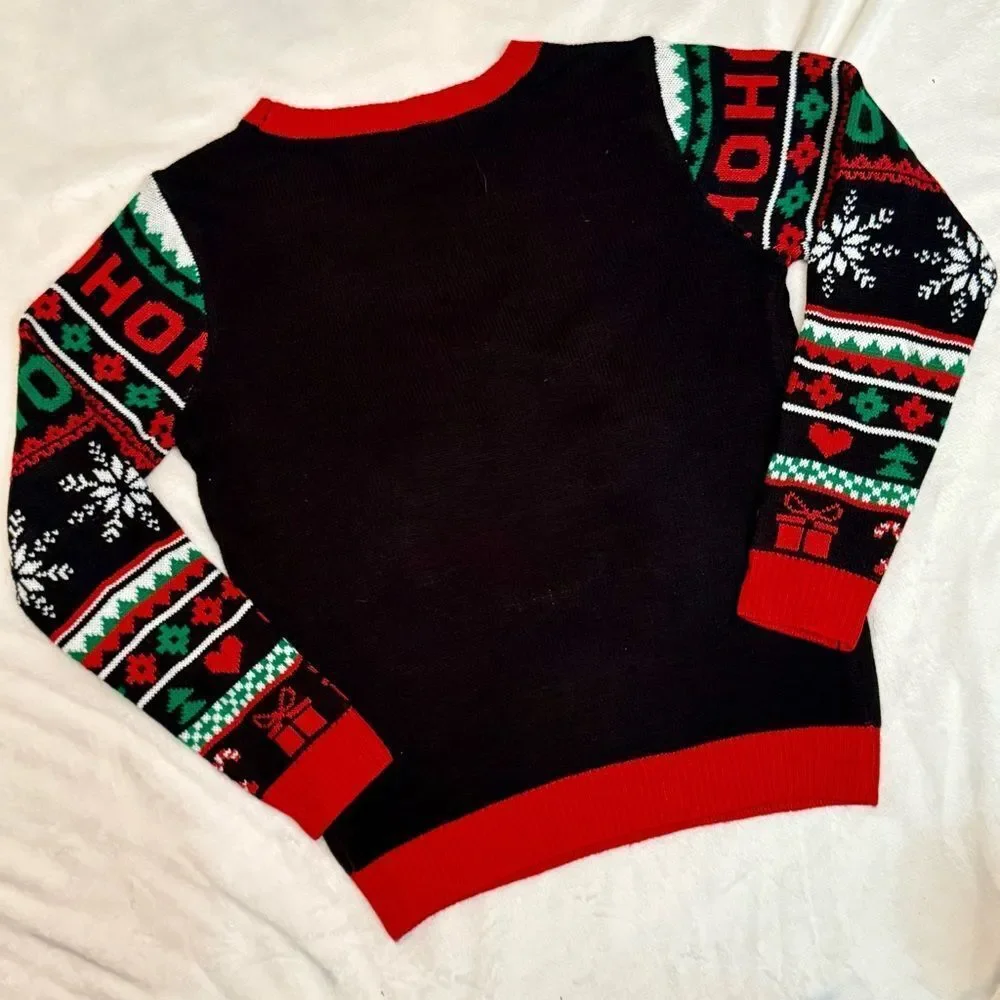 NWOT No Boundaries No|Bo Grumpy Cat Ugly Christmas Sweater - Real Bells & Tinsel